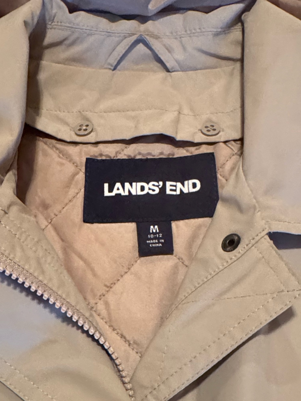 Lands' End Women's Sz Med Light Tan Utility Trench Coat w/ Belt & Button Lining - Picture 2 of 15